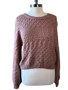Saltwater Luxe Cable Knit Sweater Size Large Latte